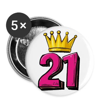 21 Nombre Couronne - Lot de 5 grands badges (56 mm) - blanc - Devant