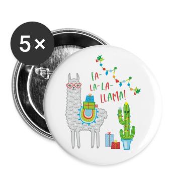 Fa la Llama Weihnachtspullover Weihnachtsgeschenk - Buttons groß 56 mm (5er Pack) - Weiß - Vorne