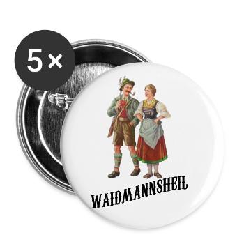 Waidmannsheil: Stolz auf Jagd und Tradition - Buttons groß 56 mm (5er Pack) - Weiß - Vorne