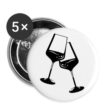 Vin verre icon symbole - Lot de 5 grands badges (56 mm) - blanc - Devant