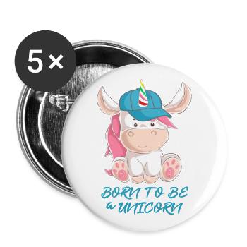Born to be a unicorn - Buttons large 2.2''/56 mm (5-pack) - white - Front