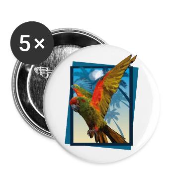 Rotfront-Ara - Buttons groß 56 mm (5er Pack) - Weiß - Vorne
