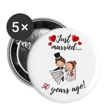 50 ans de mariage - Lot de 5 grands badges (56 mm) - blanc - Devant