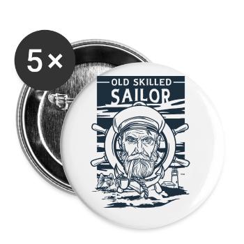 Alter Erfahrener Seemann Klassisch Maritim - Buttons groß 56 mm (5er Pack) - Weiß - Vorne