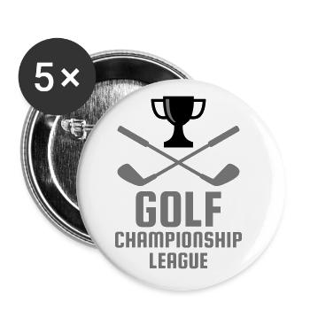 Golf championship league (Golfschläger, Pokal) - Buttons groß 56 mm (5er Pack) - Weiß - Vorne