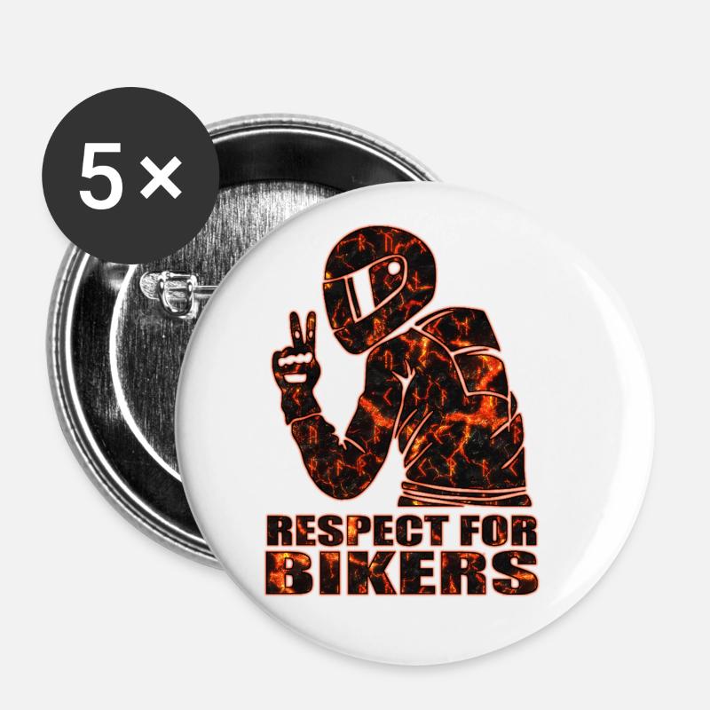 Biker - Buttons groß 56 mm (5er Pack) - Weiß