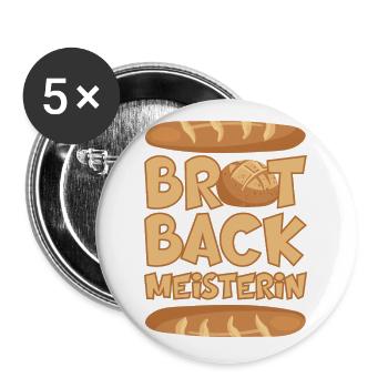 BROT BACKMEISTERIN BROT BACKEN BÄCKERIN - Buttons groß 56 mm (5er Pack) - Weiß - Vorne