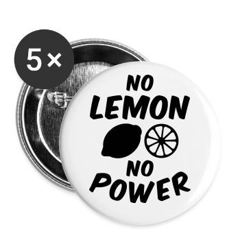 No lemon no power - Buttons large 2.2''/56 mm (5-pack) - white - Front
