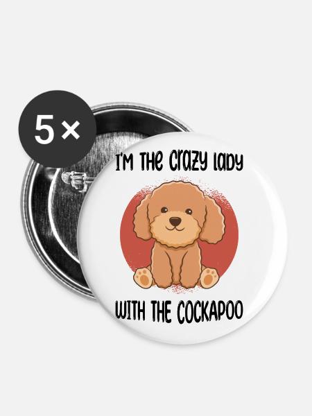 Cockapoo - Buttons groß 56 mm (5er Pack) - Weiß
