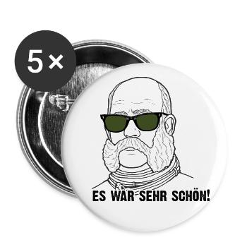 Kaiser Franz Joseph mit Brille - es war sehr schön - Buttons groß 56 mm (5er Pack) - Weiß - Vorne