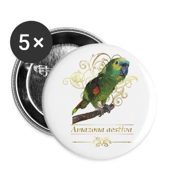 L’amazone à front bleu - Lot de 5 grands badges (56 mm) - blanc - Devant