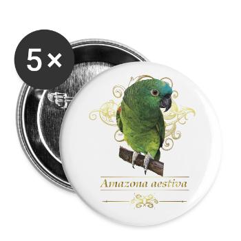L’amazone à front bleu - Lot de 5 grands badges (56 mm) - blanc - Devant