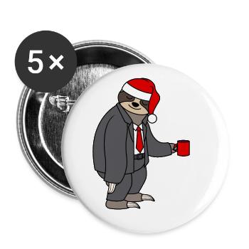 Sloth Suit Office Christmas Hat Santa Claus - Buttons large 2.2''/56 mm (5-pack) - white - Front