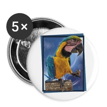 The blue and yellow macaw - Buttons large 2.2''/56 mm (5-pack) - white - Front