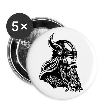 Viking Helmet Warrior Viking - Buttons large 2.2''/56 mm (5-pack) - white - Front
