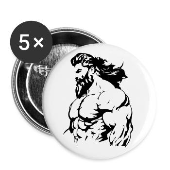 Bodybuilder Muscles Fitness Biceps - Lot de 5 grands badges (56 mm) - blanc - Devant
