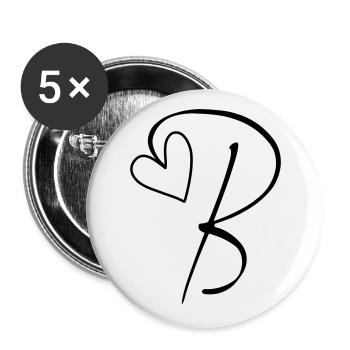 Buchstabe B Buchstabe-B Kalligrafie - Buttons groß 56 mm (5er Pack) - Weiß - Vorne