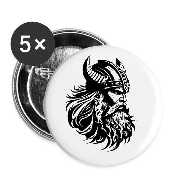 Viking Head Warrior Viking - Lot de 5 grands badges (56 mm) - blanc - Devant