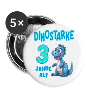 3 Geburtstag 3 Jahre alt Kindergeburtstag Geschenk - Buttons groß 56 mm (5er Pack) - Weiß - Vorne