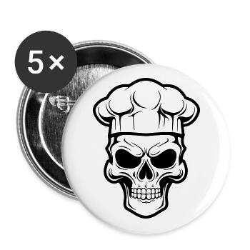 Chef Squelette - Lot de 5 grands badges (56 mm) - blanc - Devant