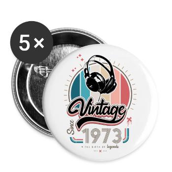 Vintage since 1973 headphones - Lot de 5 grands badges (56 mm) - blanc - Devant