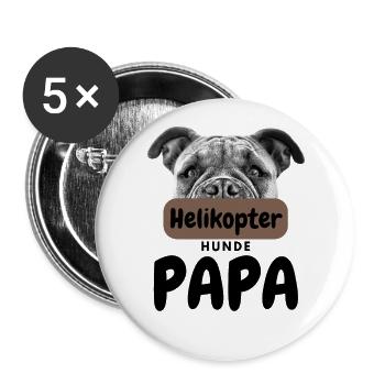 HELIKOPTER HUNDE PAPA HUND Hundefreund Hunde - Buttons groß 56 mm (5er Pack) - Weiß - Vorne