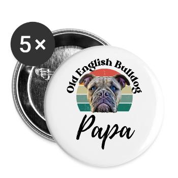 OLD ENGLISH BULLDOG PAPA Dog Dogs Bulldog - Buttons large 2.2''/56 mm (5-pack) - white - Front