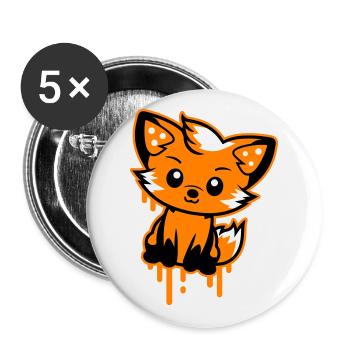 Fuchs Comic - Buttons groß 56 mm (5er Pack) - Weiß - Vorne