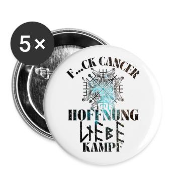F...CK CANCER - HOFFNUNG, LIEBE & Kampf - Buttons groß 56 mm (5er Pack) - Weiß - Vorne