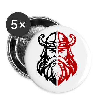 Viking Head Warrior Valhalla Odin - Buttons large 2.2''/56 mm (5-pack) - white - Front