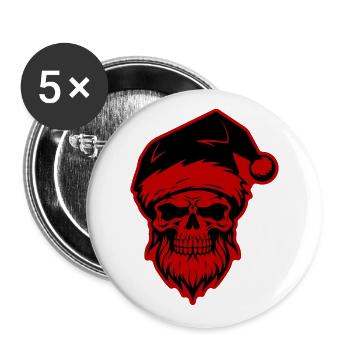 Santa Claus Skull - Buttons large 2.2''/56 mm (5-pack) - white - Front