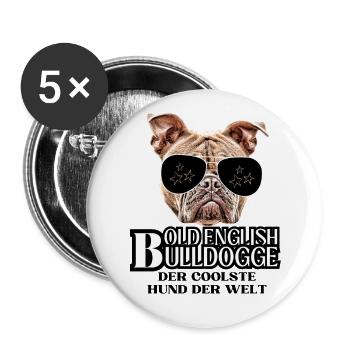 Bulldog Old English Bulldog Dog Dogs - Buttons large 2.2''/56 mm (5-pack) - white - Front