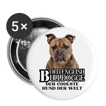 Bulldog Old English Bulldog Dog Dogs - Buttons large 2.2''/56 mm (5-pack) - white - Front