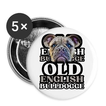OLD ENGLISH BULLDOG Dog Dogs Bulldog - Buttons large 2.2''/56 mm (5-pack) - white - Front