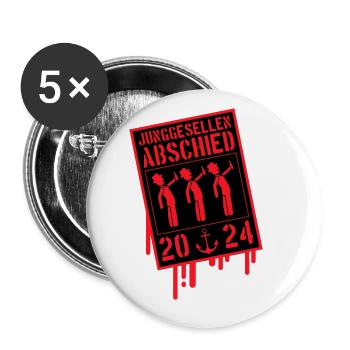 Junggesellenabschied 2024 - Buttons groß 56 mm (5er Pack) - Weiß - Vorne