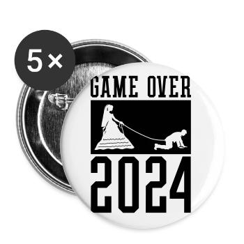 Game Over 2024 Mariage - Lot de 5 grands badges (56 mm) - blanc - Devant