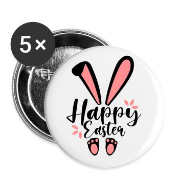 Joyeux lapin de Pâques - Lot de 5 grands badges (56 mm) - blanc - Devant