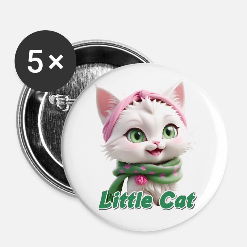 Kitten - Buttons large 2.2''/56 mm (5-pack) - white