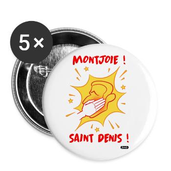 Montjoie Saint Denis - Lot de 5 grands badges (56 mm) - blanc - Devant