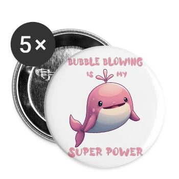 Bubble blowing is my super power - Buttons groß 56 mm (5er Pack) - Weiß - Vorne