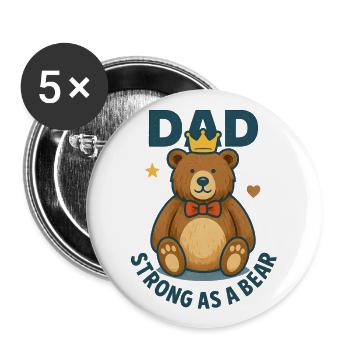 Dad, strong as a bear - Buttons large 2.2''/56 mm (5-pack) - white - Front