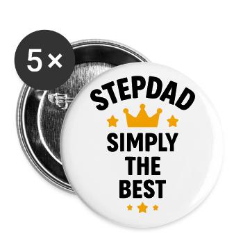 Beau-père tout simplement le meilleur - Lot de 5 grands badges (56 mm) - blanc - Devant