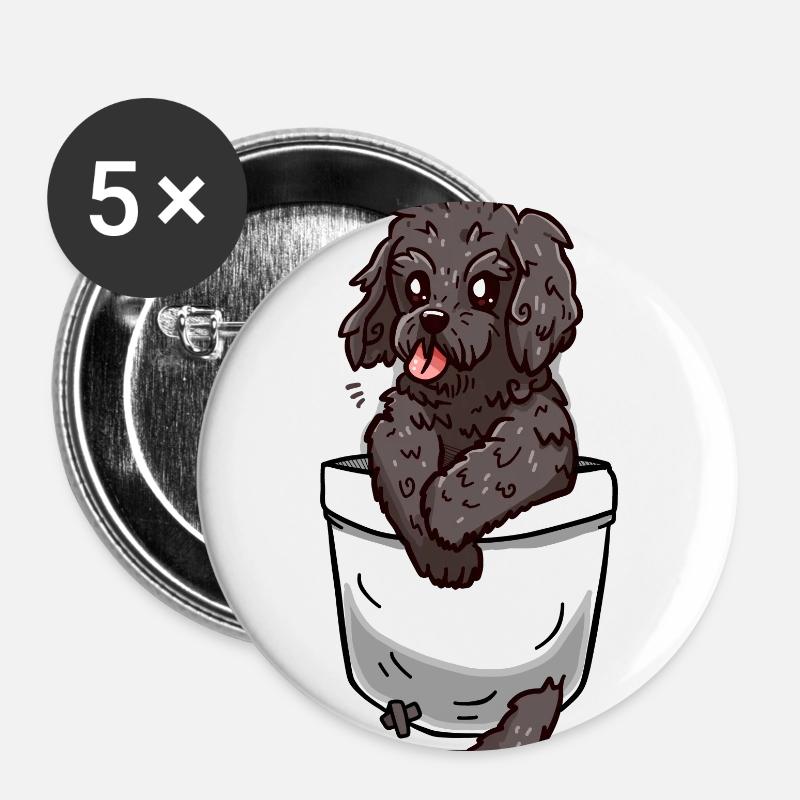 Pocket Cockapoo - Buttons large 2.2''/56 mm (5-pack) - white
