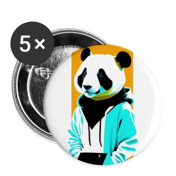 Panda en sweat à capuche - Lot de 5 grands badges (56 mm) - blanc - Devant
