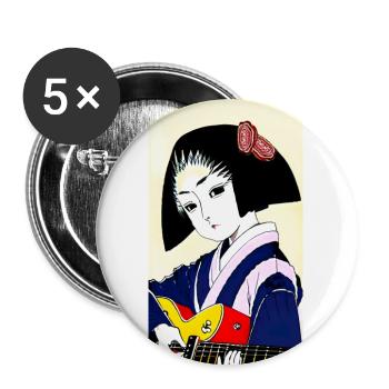 Geisha Gitarre - Buttons groß 56 mm (5er Pack) - Weiß - Vorne