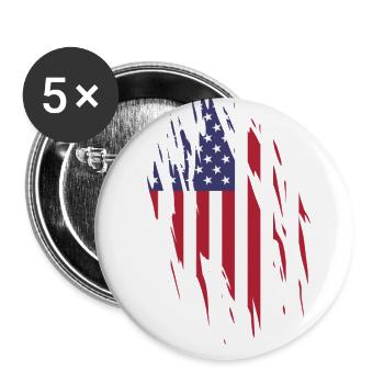 Amerikanische Flagge Retro US Amerika USA - Buttons groß 56 mm (5er Pack) - Weiß - Vorne
