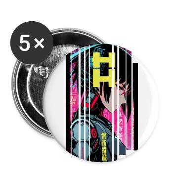 Cyborg Frau Futuristisches Symbol - Buttons groß 56 mm (5er Pack) - Weiß - Vorne