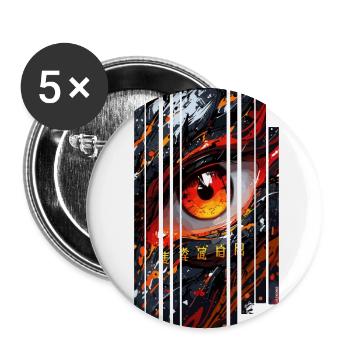 Cyborg Eyes Drachenmädchen - Buttons groß 56 mm (5er Pack) - Weiß - Vorne