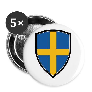 SWEDEN FLAG SHIELD - Buttons large 2.2''/56 mm (5-pack) - white - Front