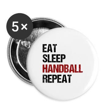 Eat Sleep Handball Repeat Sport Jeu Cadeau - Lot de 5 grands badges (56 mm) - blanc - Devant